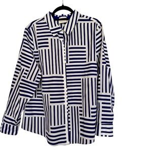 Royal Blue Stripe, No Iron, Chico’s Blouse/tunic, Sz 3
